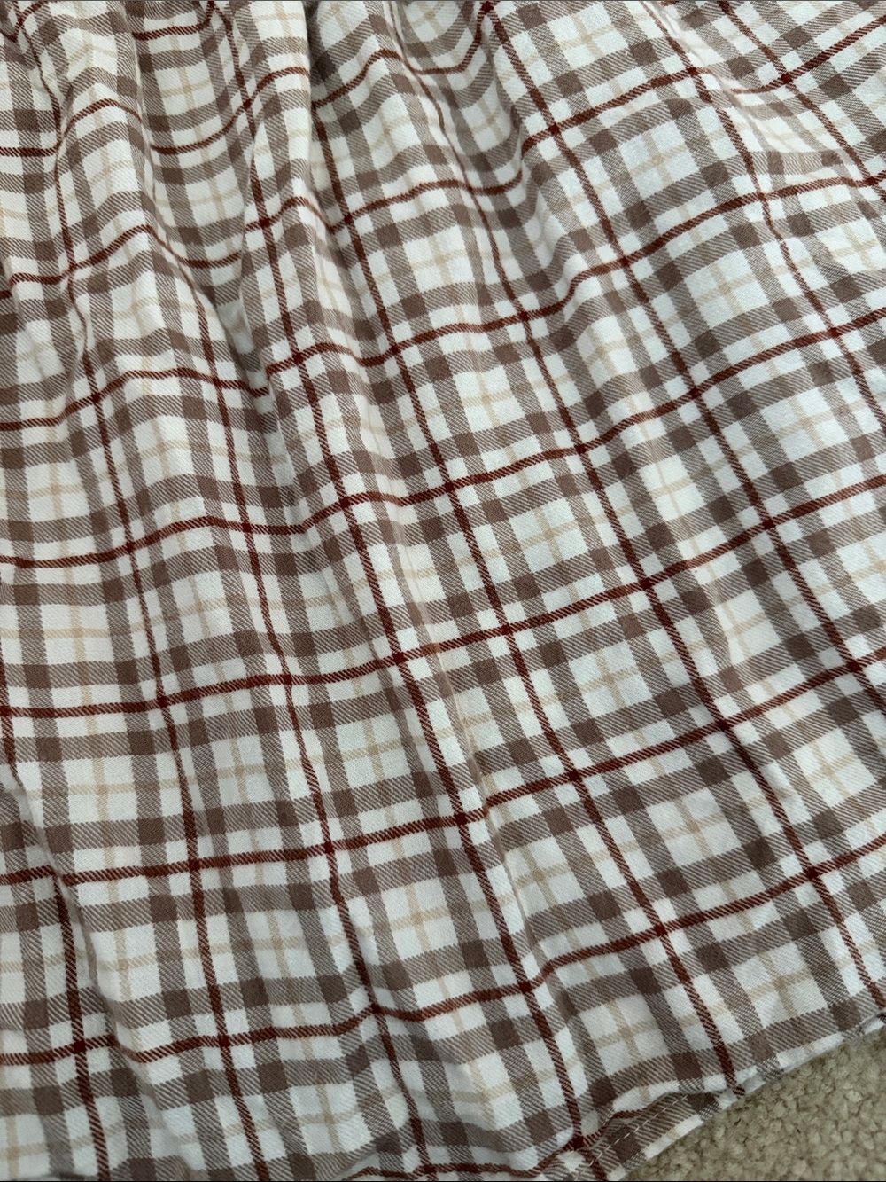 Rylee + Cru Cream and Brown Plaid Puff Sleeve Dress - Picture 2 of 5